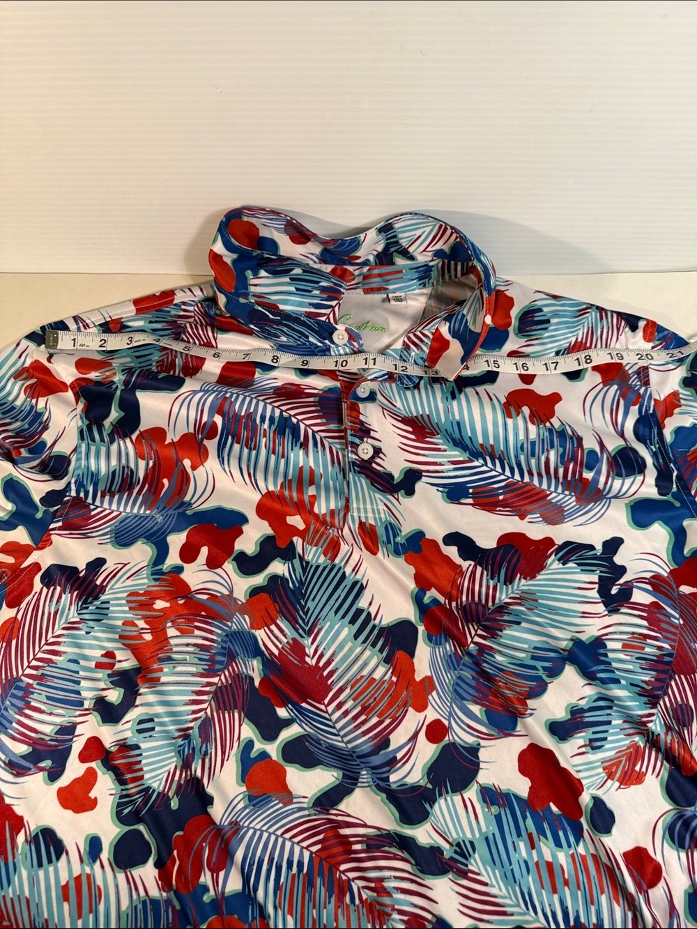 Robert Graham Multicolor Palm-Print Top - White Base with Red & Blue - Picture 5 of 9
